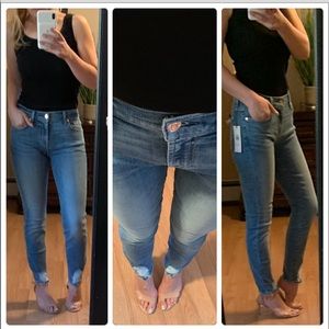 New💖Shredded ankle designer denim